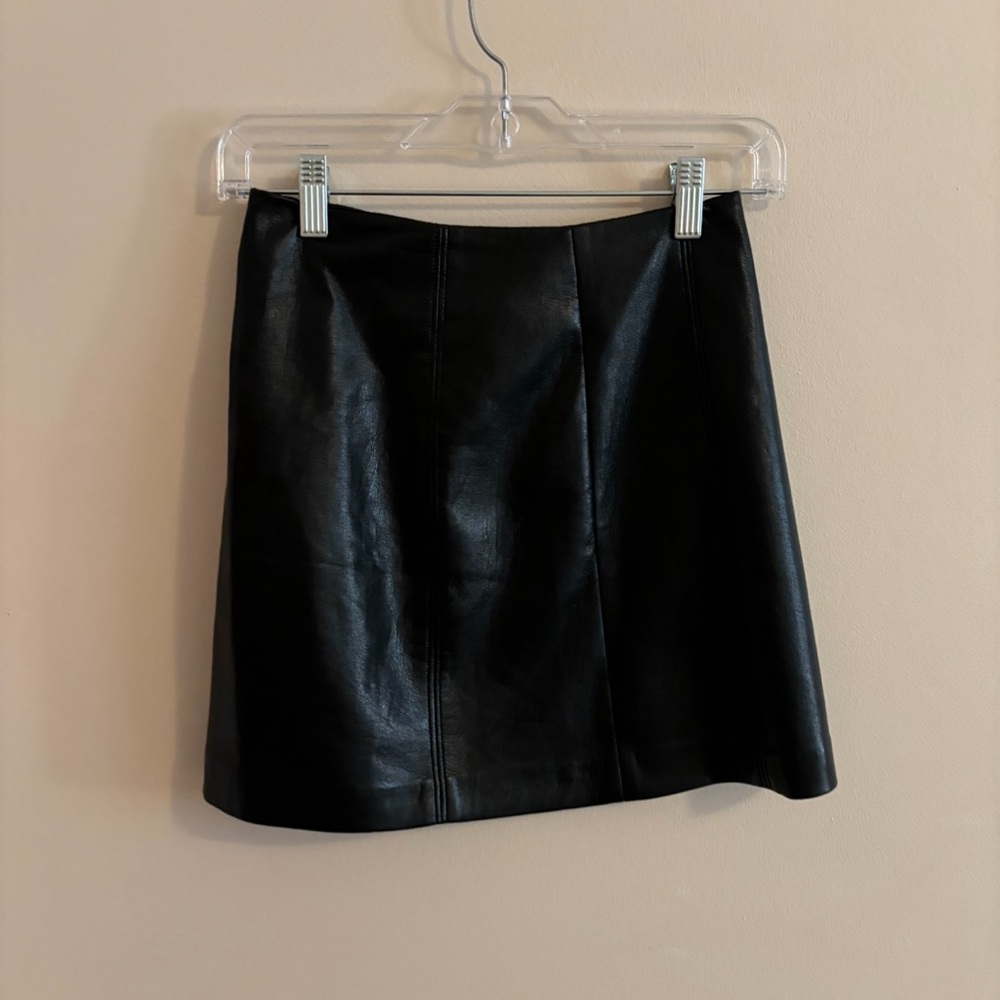 Classic Black Leather Skirt